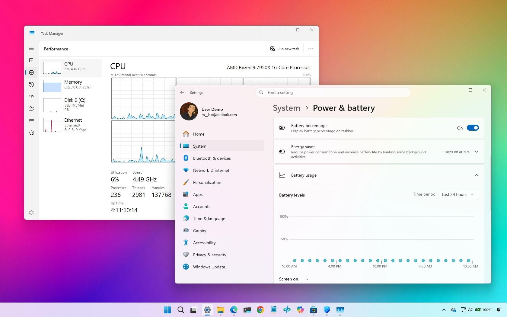 Optimize battery and performance on Windows 11 Pro for modern