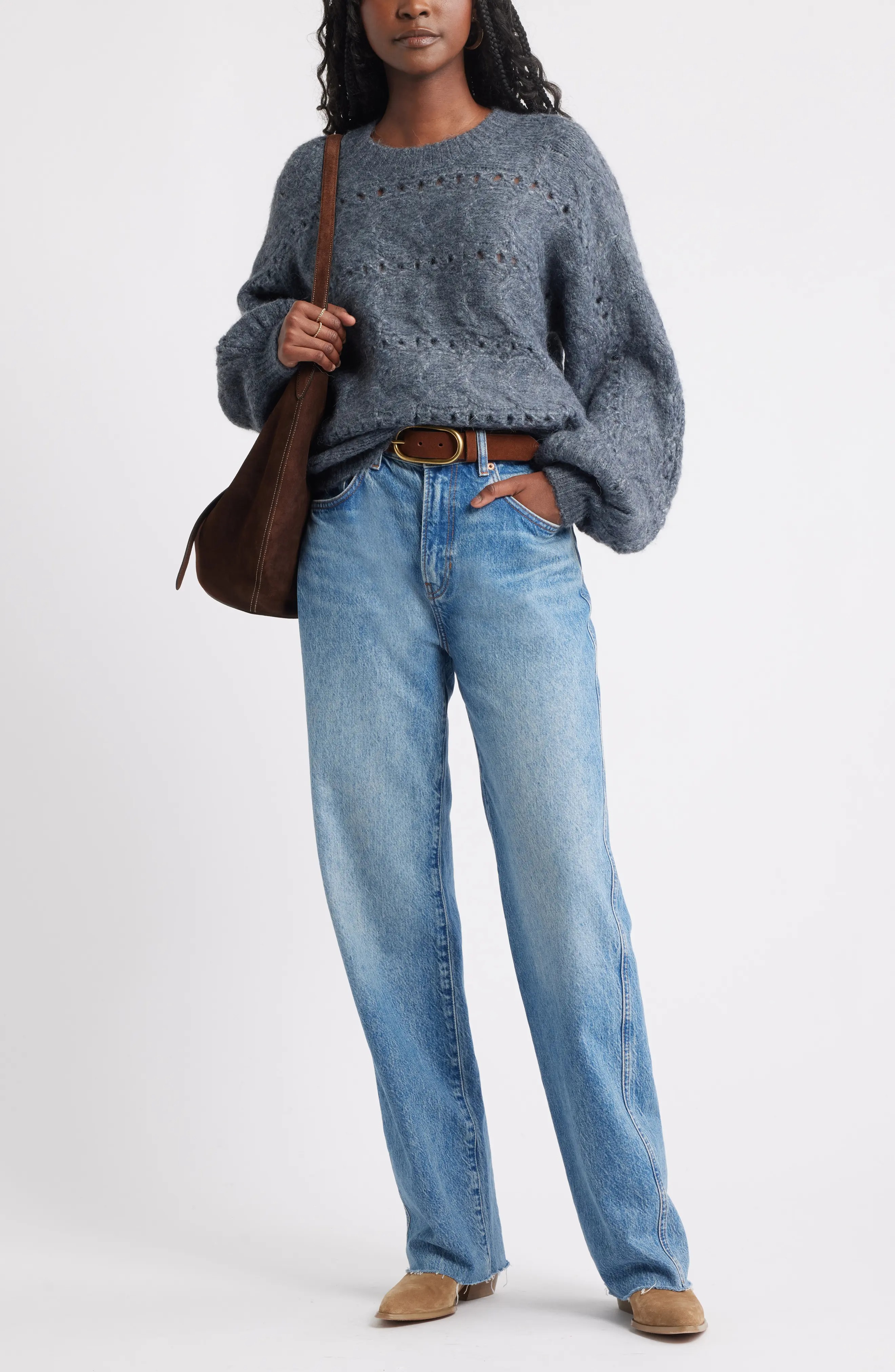 Treasure &amp;amp; Bond, Cable Crewneck Sweater