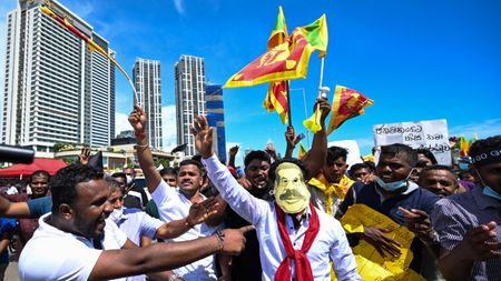 A crowd of protesters 