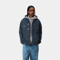 Carhartt Drewe Chore Coat (Heart C Pinstripe Ink/Natural Rinsed)