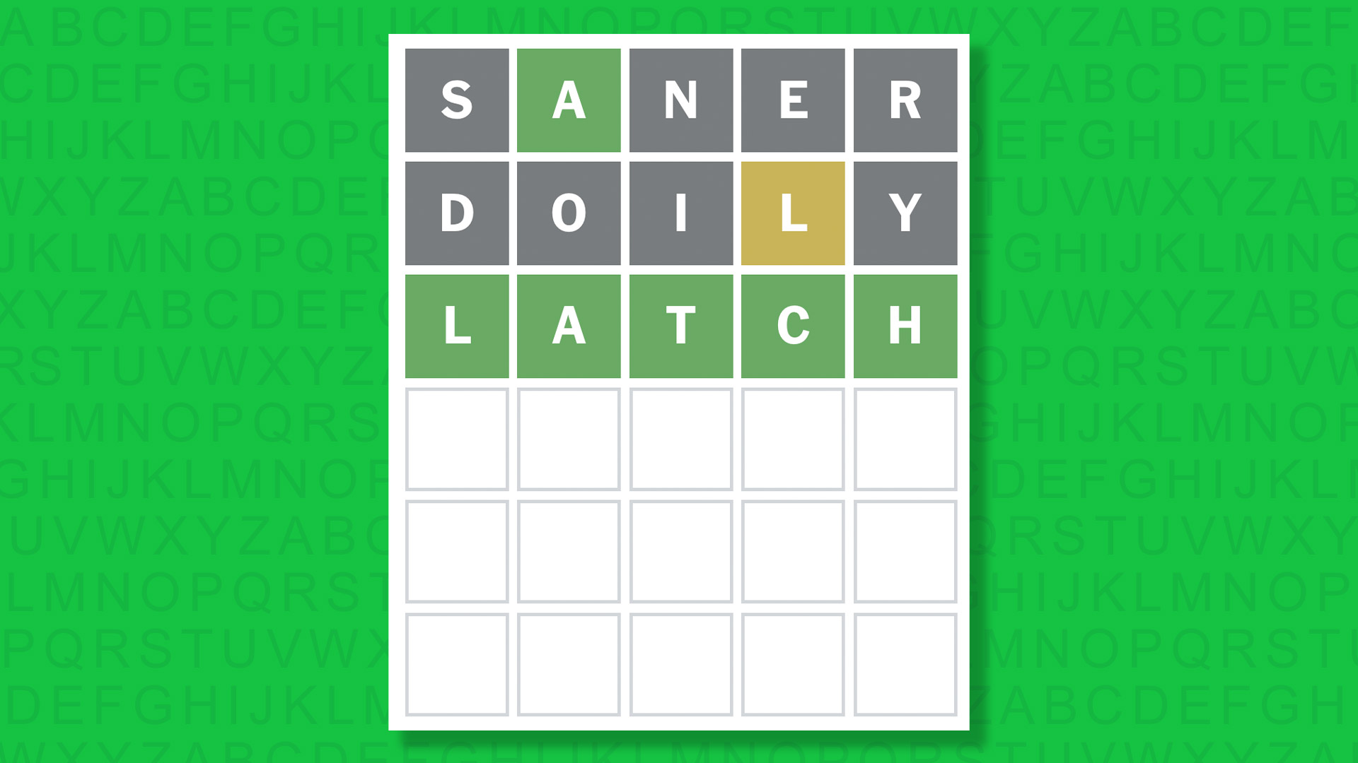 NYT Wordle answer for game 1781 on a green background