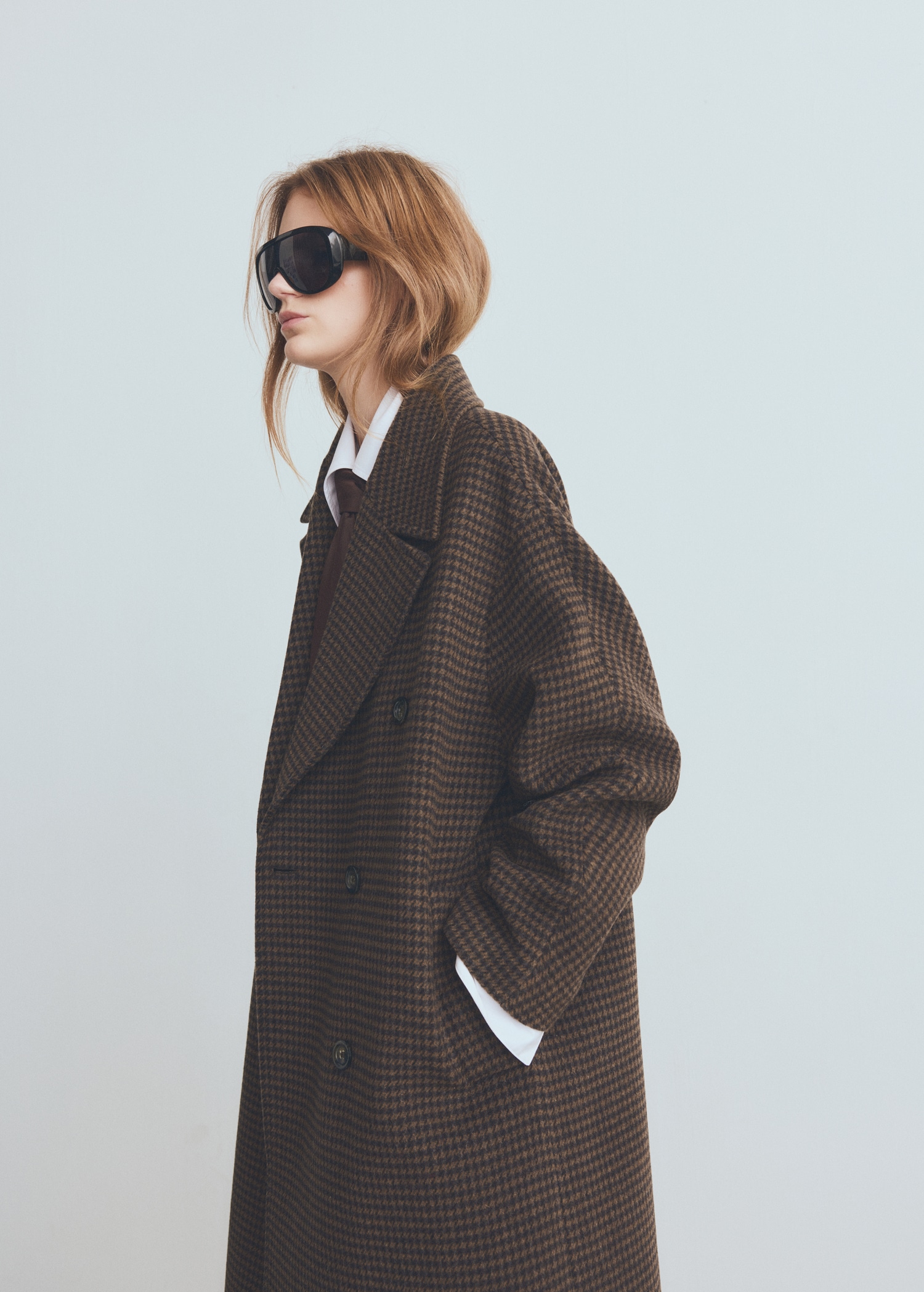 Wool-Blend Micro-Houndstooth Coat - Women | Mango United Kingdom