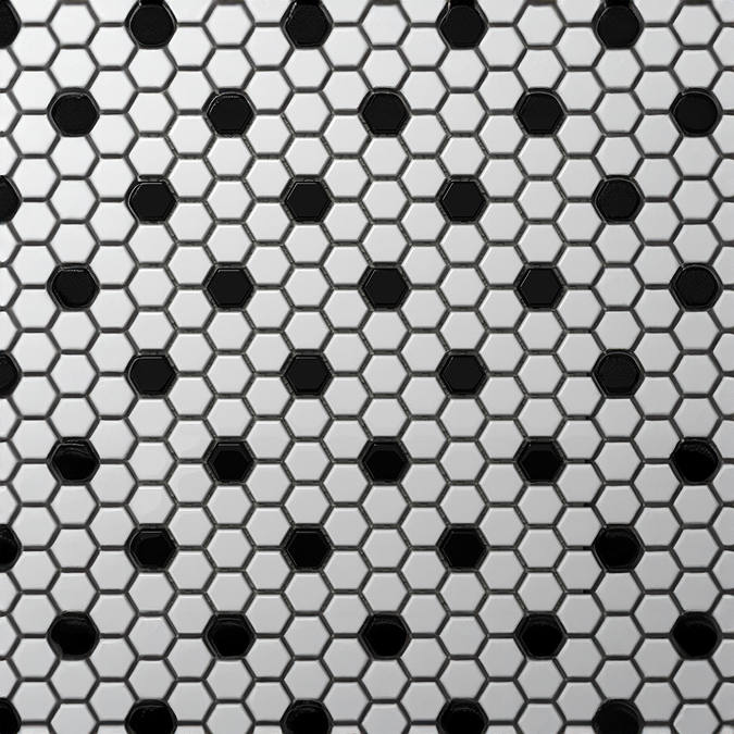 Stonehouse Studio, Otsu Hexagon Mosaic Tile Sheet Black &amp;amp; White