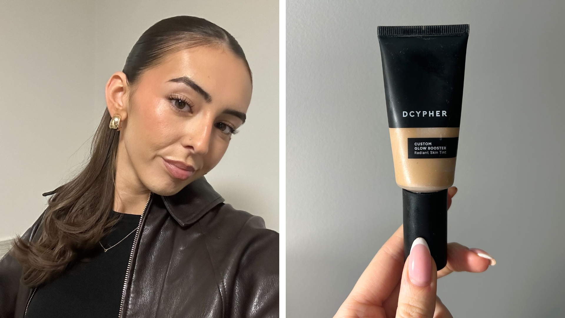 On the left, Sennen after applying the DCYPHER Glow Booster, on the right DCYPHER Glow Booster