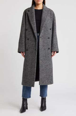 Thea Double Breasted Virgin Wool Herringbone Coat