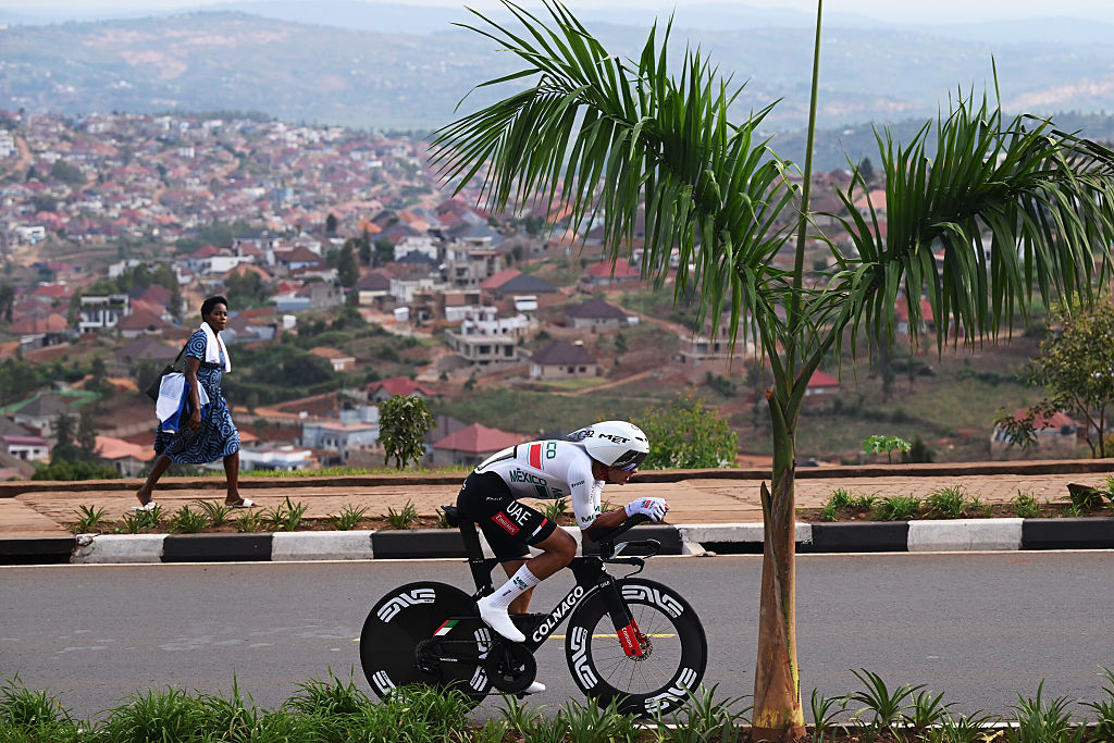 KIGALI, RWANDA - SEPTEMBER 21: Isaac Del Toro of Team Mexico competes during 98th UCI Cycling World Championships Kigali 2025 - Men Elite Individual Time Trial a 40.6km race from Kigali to Kigali on September 21, 2025 in Kigali, Rwanda. (Photo by Dario Belingheri/Getty Images)