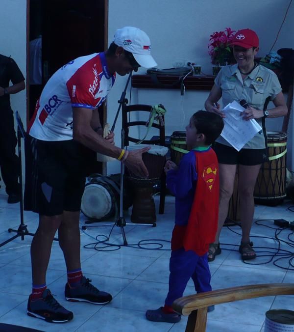 Federico Ramirez is given a prize.