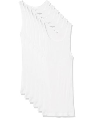 Amazon Essentials Men's Tank Undershirts, Pack of 6, White, Medium