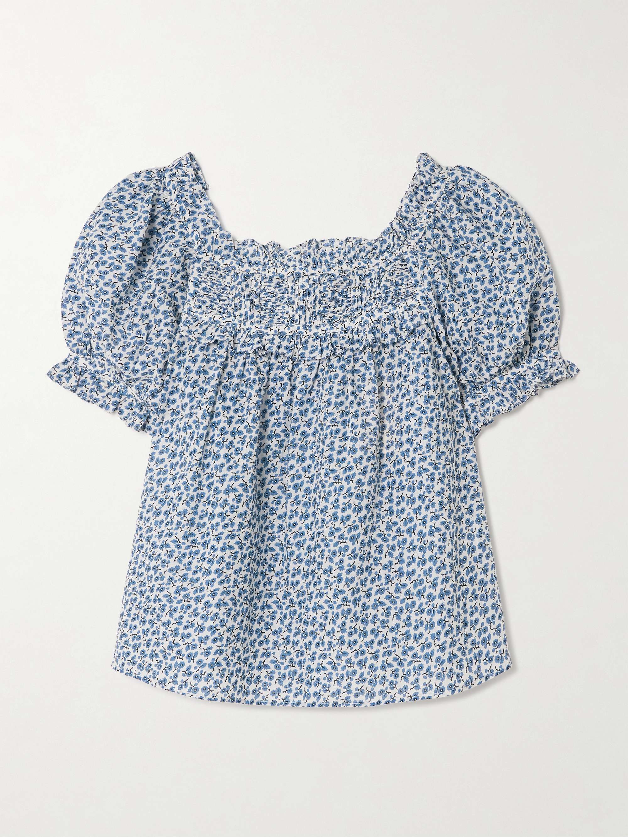 Frances Ruffled Pleated Floral-Print Organic Cotton-Voile Blouse