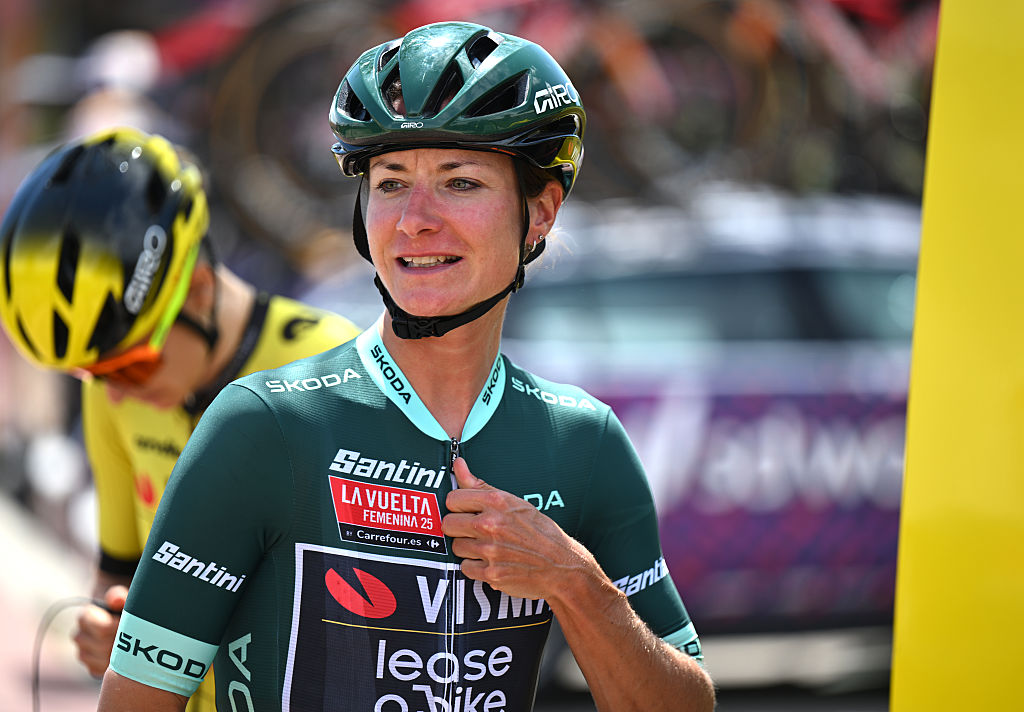 Marianne Vos of Netherlands and Team Visma | Lease a Bike - Green points jersey prior to the 11th La Vuelta Femenina 2025, Stage 3