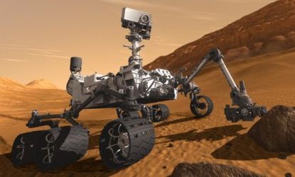 An artist's concept of Curiosity on Mars
