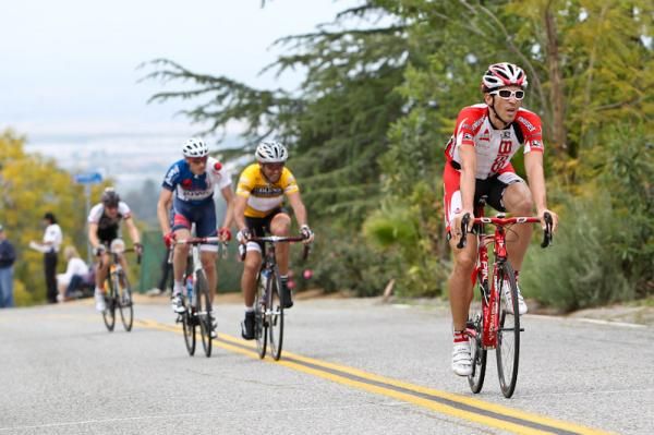 Ben Jacques-Maynes (Bissell) gets the time bonus on the first lap to become the leader on the road.
