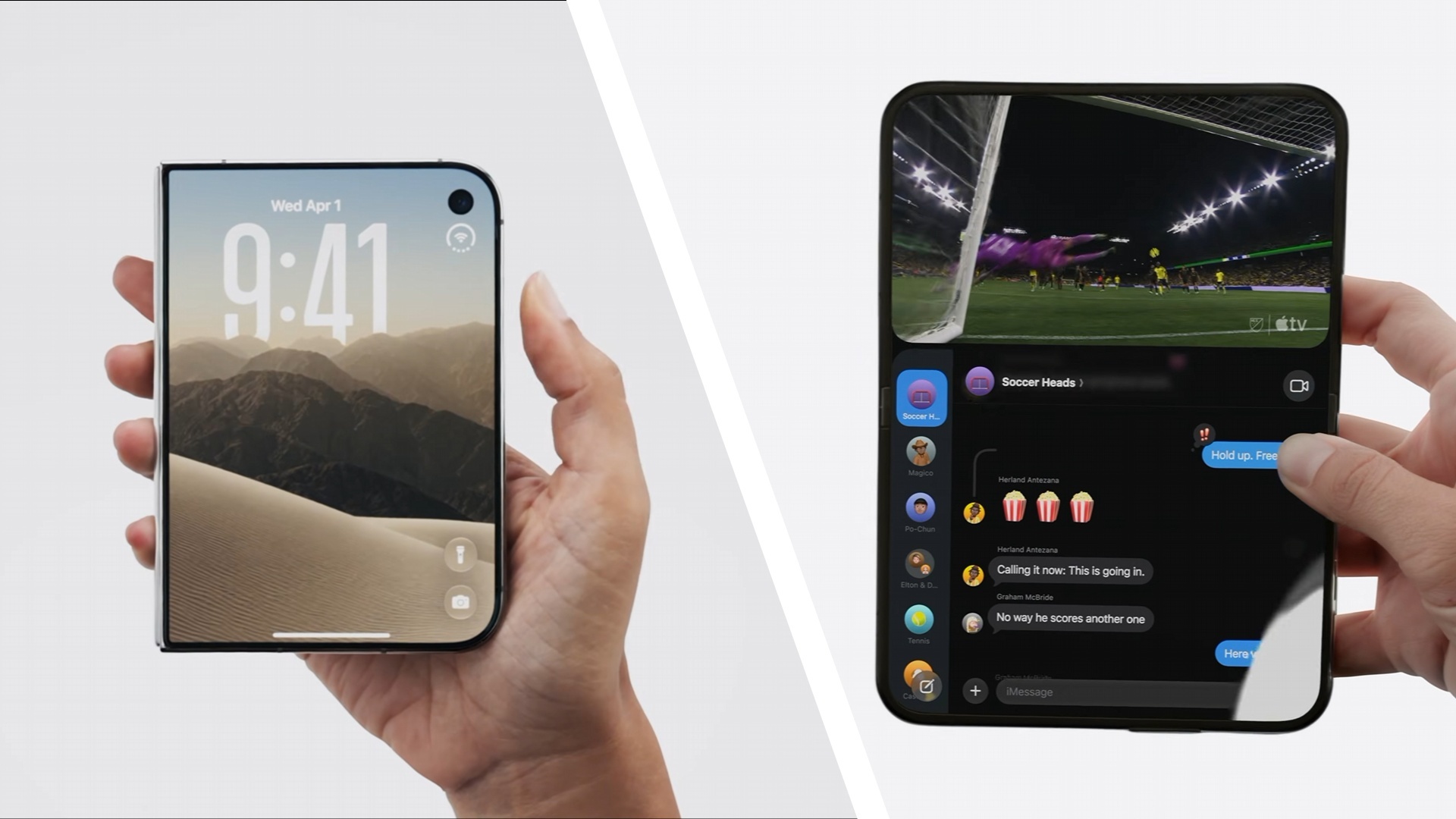 The iPhone Duo being held in the hand
