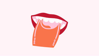 Orange, Tooth, Mouth, Lip, Logo, Illustration, Drinkware,