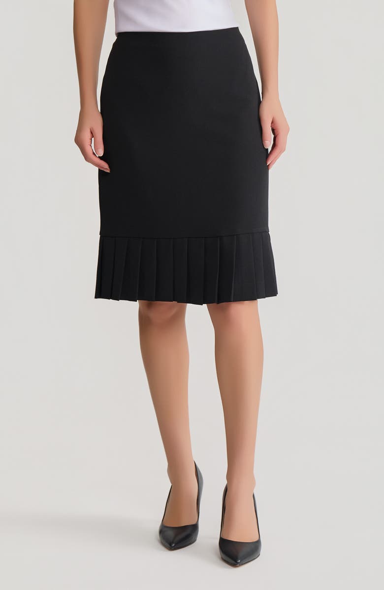 Pleated Hem Pencil Skirt