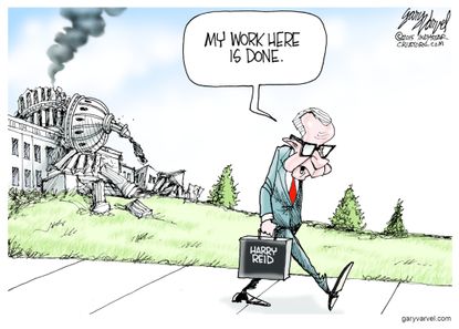 Political cartoon U.S. Harry Reid retirement