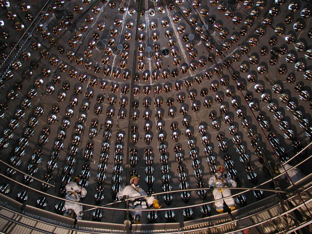 The stainless steel sphere of Borexino at the Gran Sasso National Laboratory in Italy.