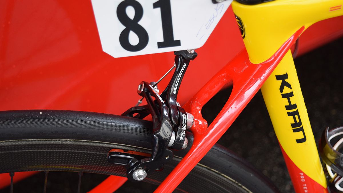 A close look at the Campagnolo Super Record rear brake