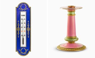 Enamel thermometer and candlestick holder