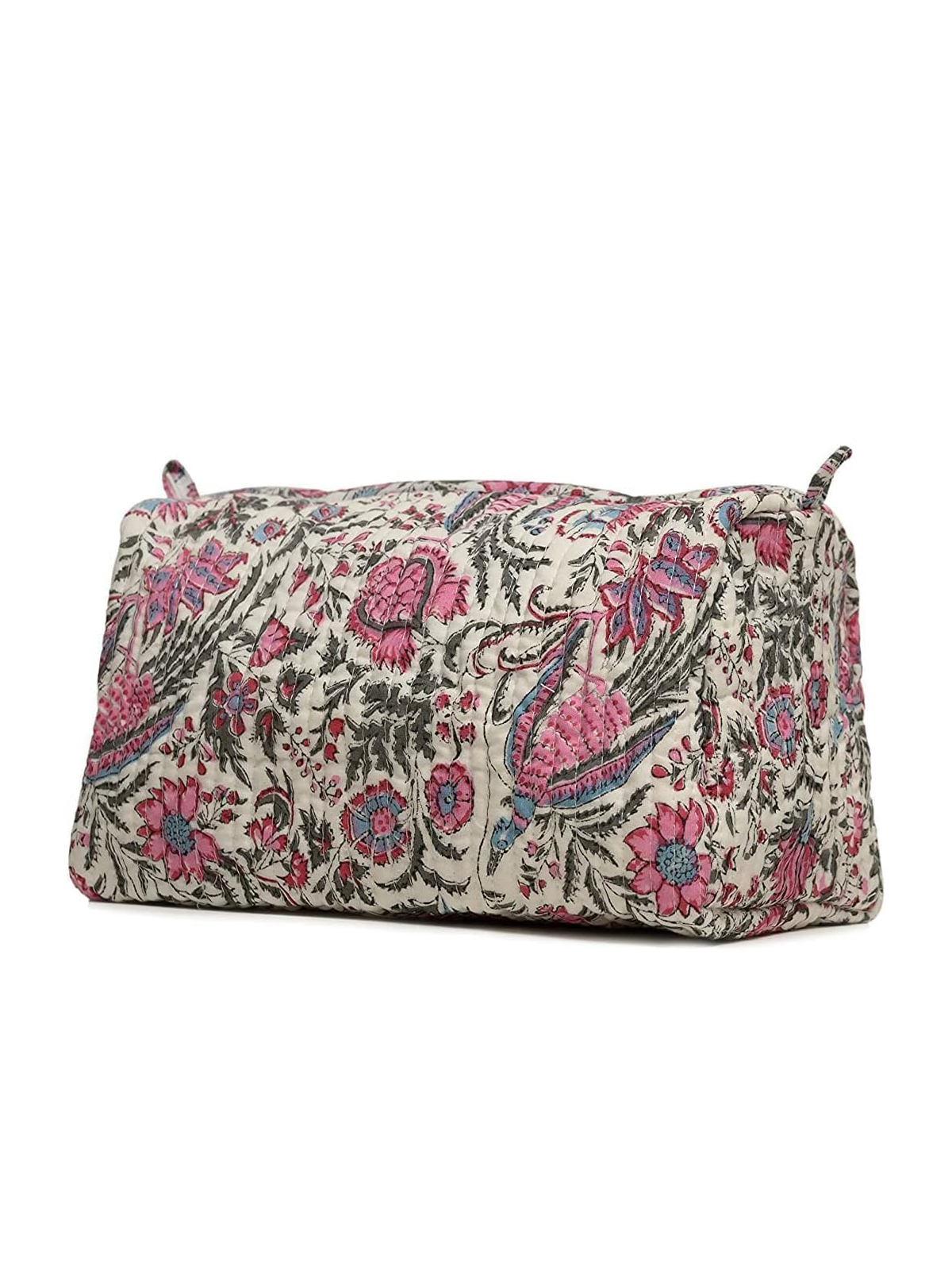 BLOCK N STYLE, Cotton Hand Block Floral Print Toiletry Bag