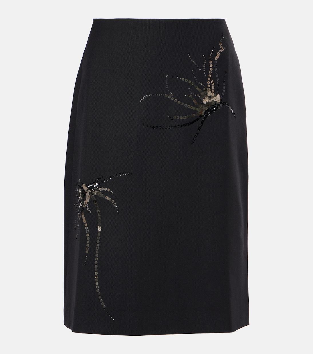 Sequined Wool Pencil Skirt in Black - Jacques Wei