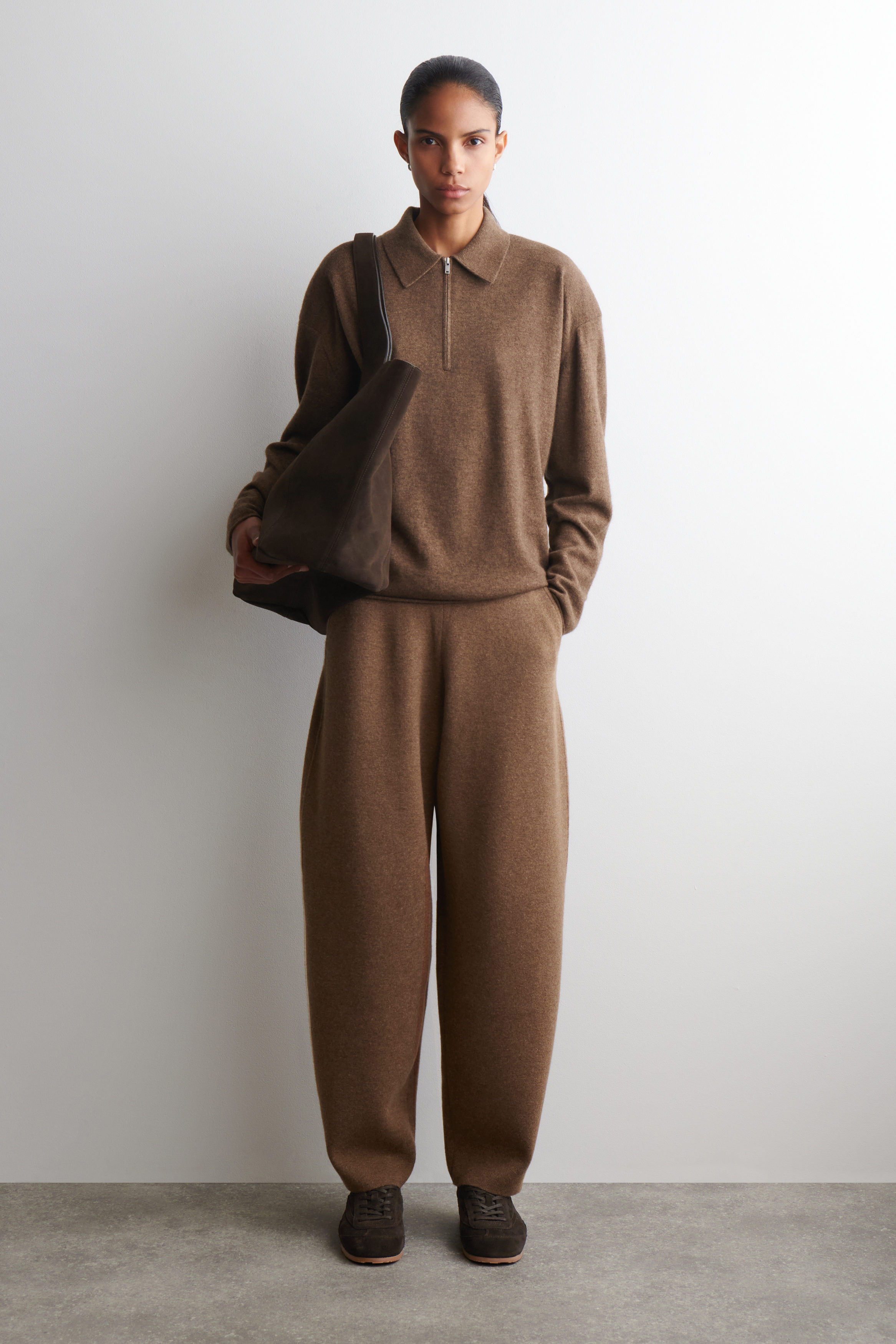 Merino Wool Barrel-Leg Pants