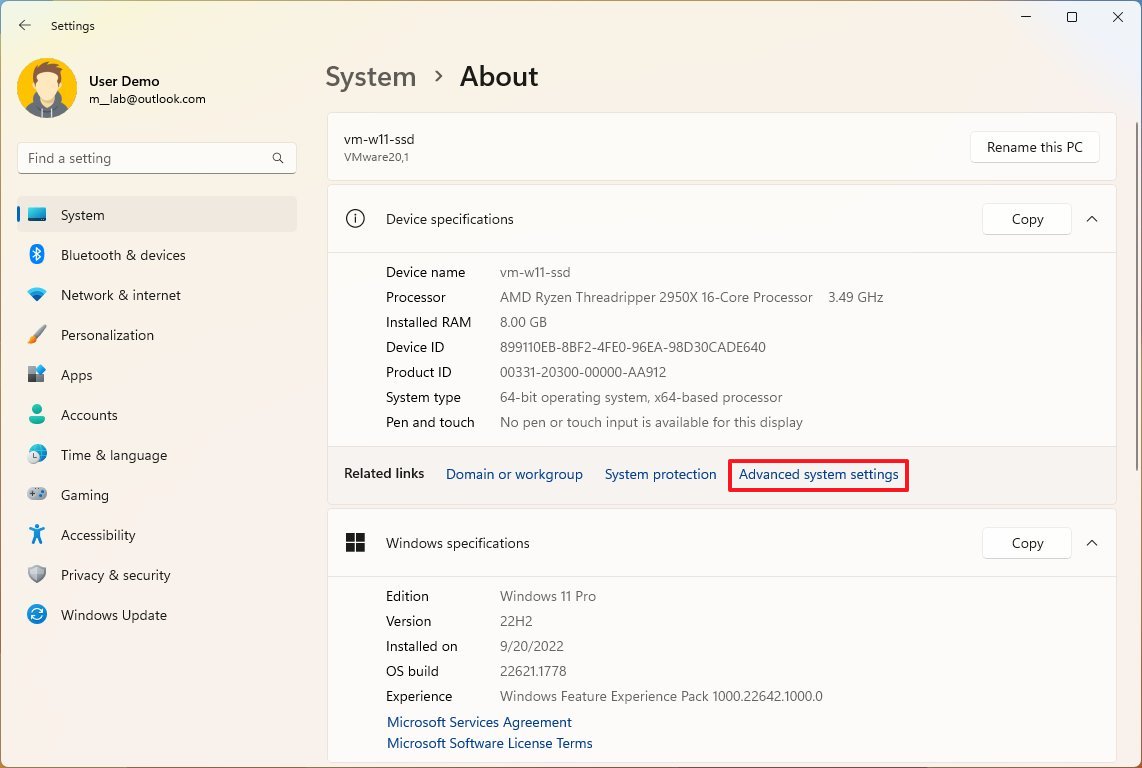 Configuración avanzada del sistema