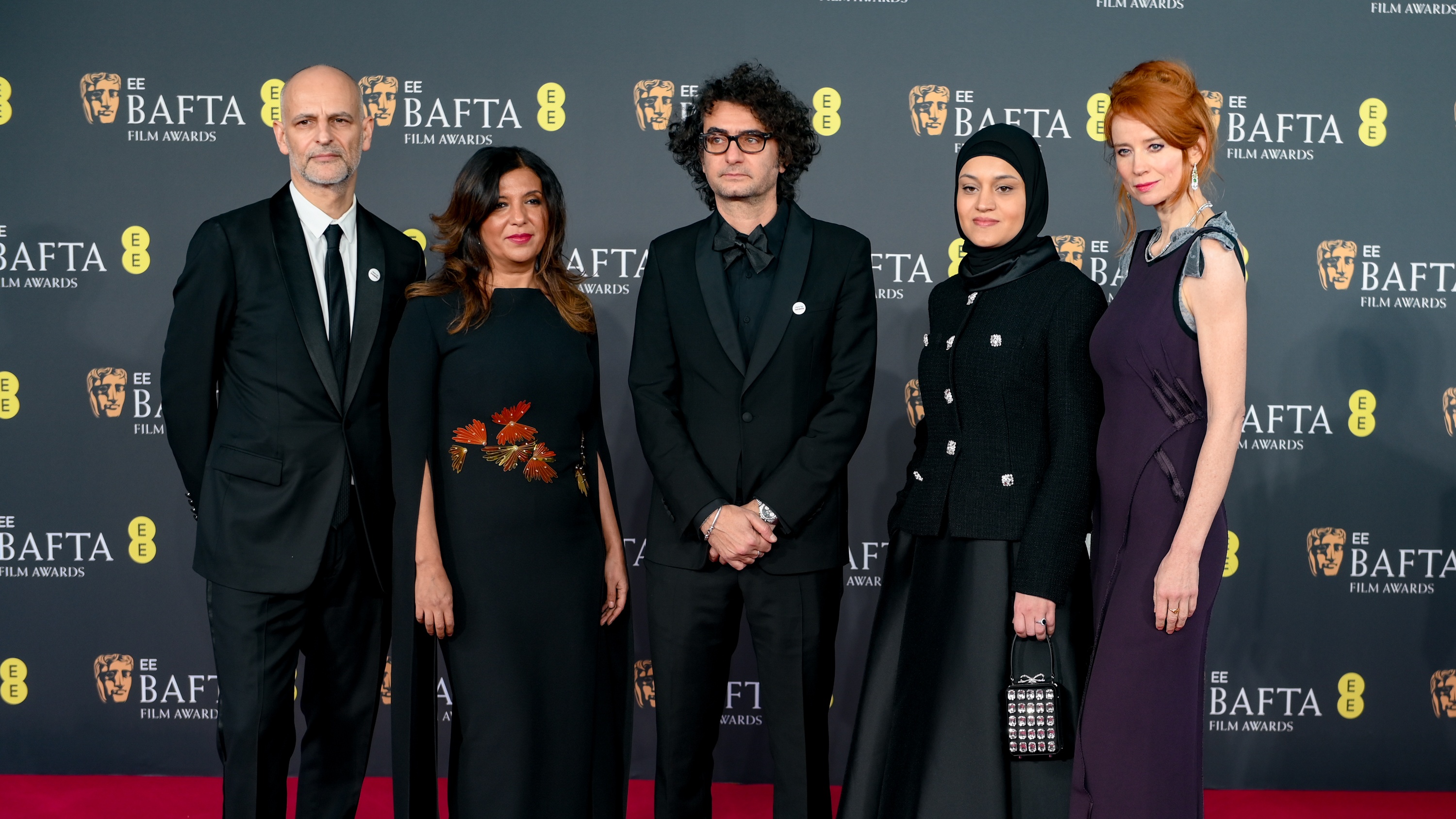 The cast and crew of The Voice of Hind Rajab on the BAFTA red carpet
