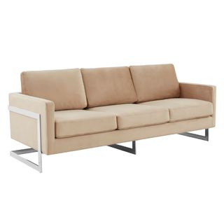  3-Seater Sofa Upholstered in Velvet with Chrome Geometric