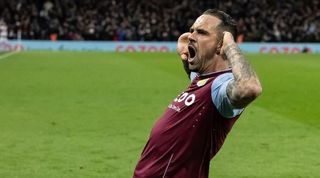 Danny Ings celebrates a goal for Aston Villa against Wolves in January 2023.