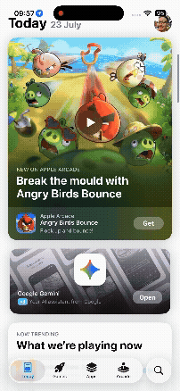 iOS 26 beta 3 App Store, demonstrating liquid glass effect