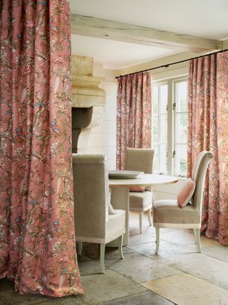 country room with curtain divider