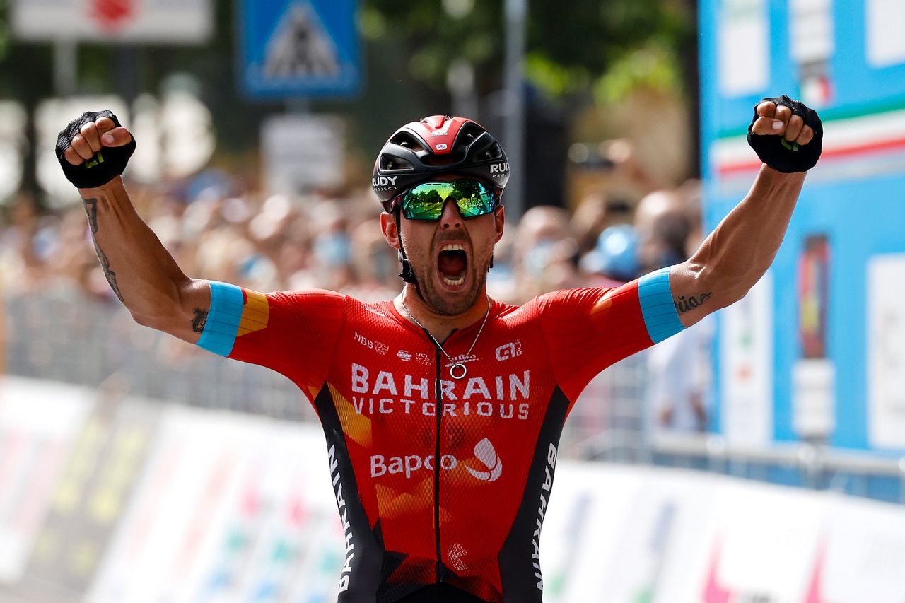 2021 Italian Road Championship Men Road Race BellariaIgea Marina Imola 2259 km 20062021 Sonny Colbrelli ITA Bahrain Victorious Fausto Masnada ITA Deceuninck QuickStep photo Luca BettiniBettiniPhoto2021