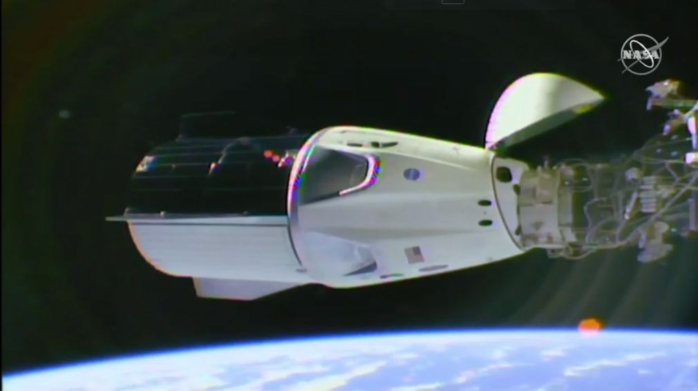 SpaceX's first Crew Dragon spacecraft docked itself at the International Space Station's Harmony module on March 3, 2019 at 5:51 a.m. EST (1051 GMT).