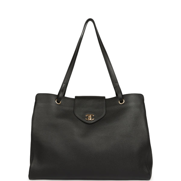 Chanel Xxl "it Girl" Shopping Tote Black Grained Calfskin Gold Hardware