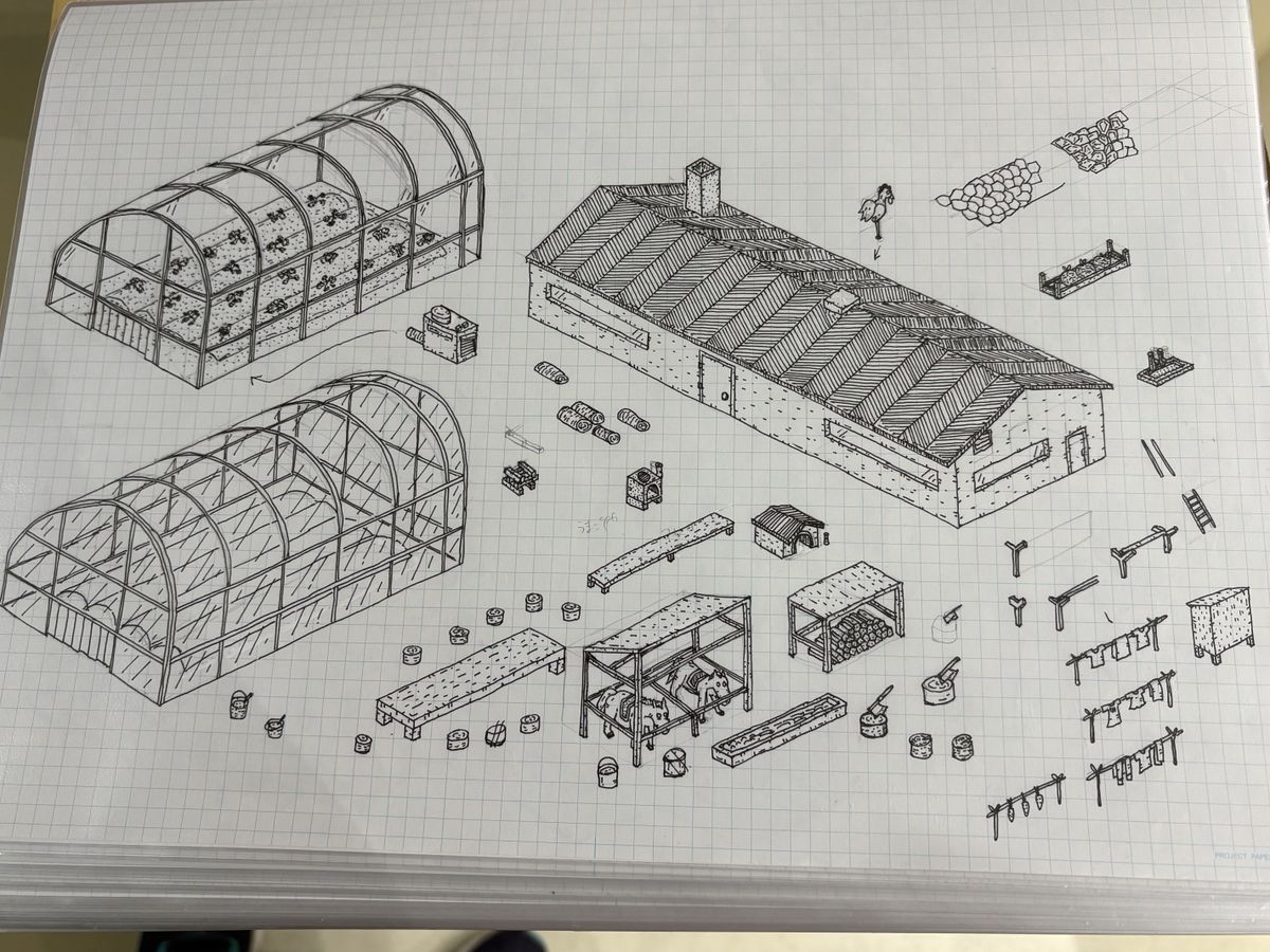 Artwork from hand-drawn indie game Finding Polka