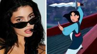 Kylie Jenner wearing Meta Glasses and Disney's Mulan