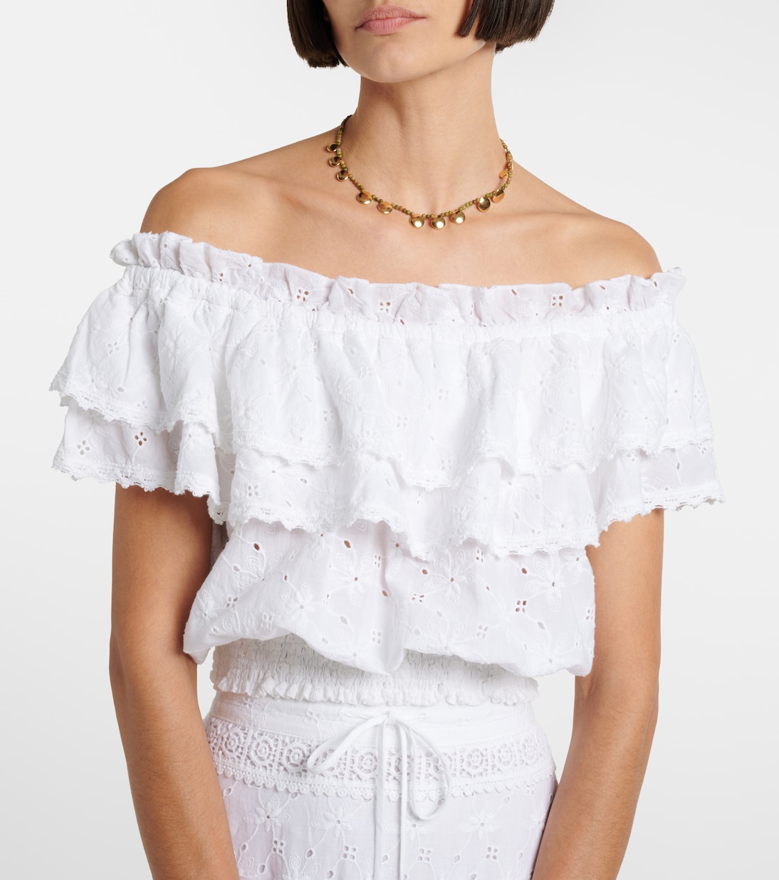 Ruth Broderie Anglais Cotton Crop Top in White - Melissa Odabash