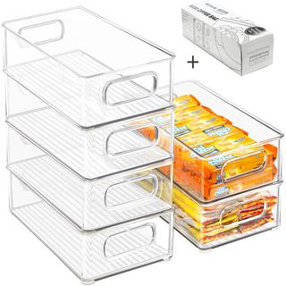 Plastic stackable fridge storage bins