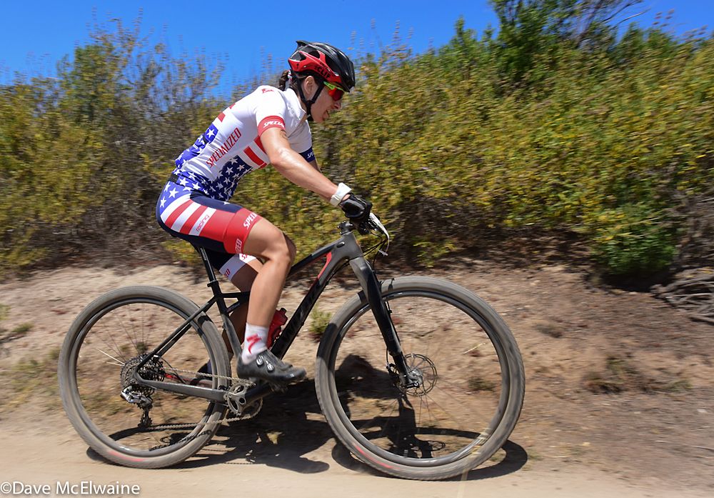 USA Champion Lea Davison (Specialized) seemed to be riding comfortably during lap one