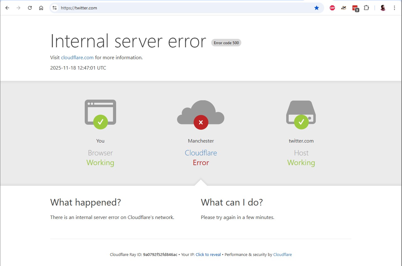 Cloudflare system status page for X