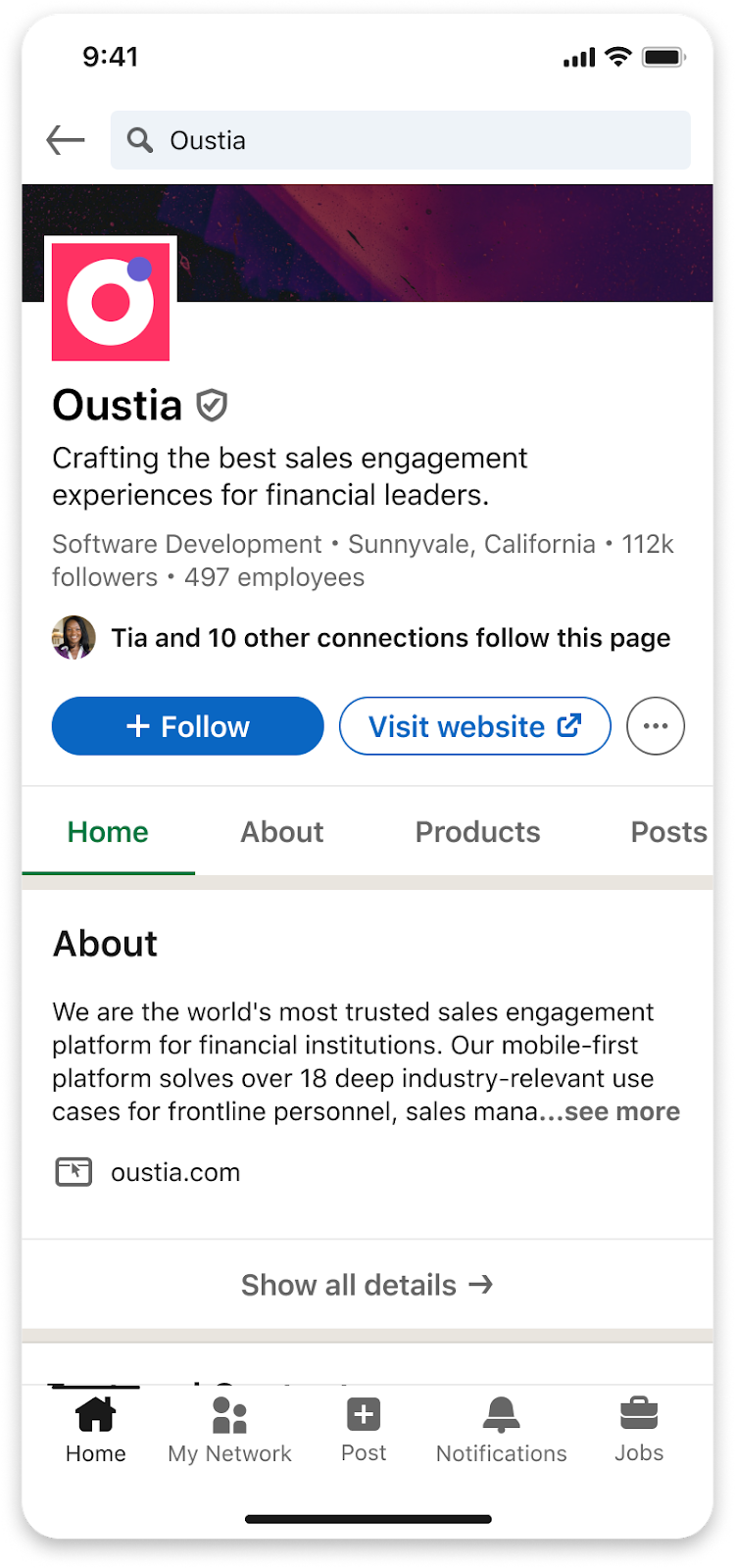 Verified LinkedIn Page Example