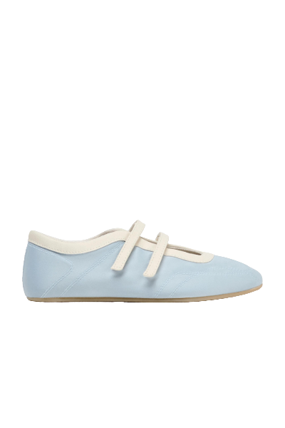 ZARA, Satin Effect Topstitched Ballerina Flats