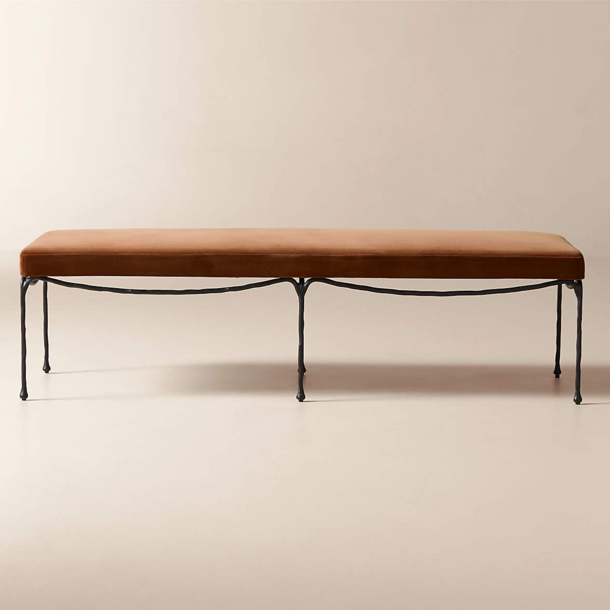 Journey 60" Terracotta Red Velvet Bench