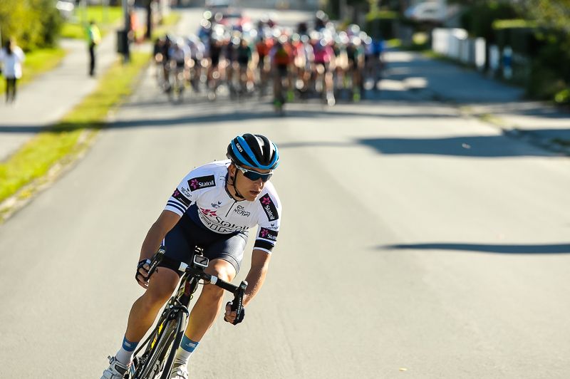 A rider goes off the front