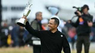 Xander Schauffele with the Claret Jug after his win at The Open