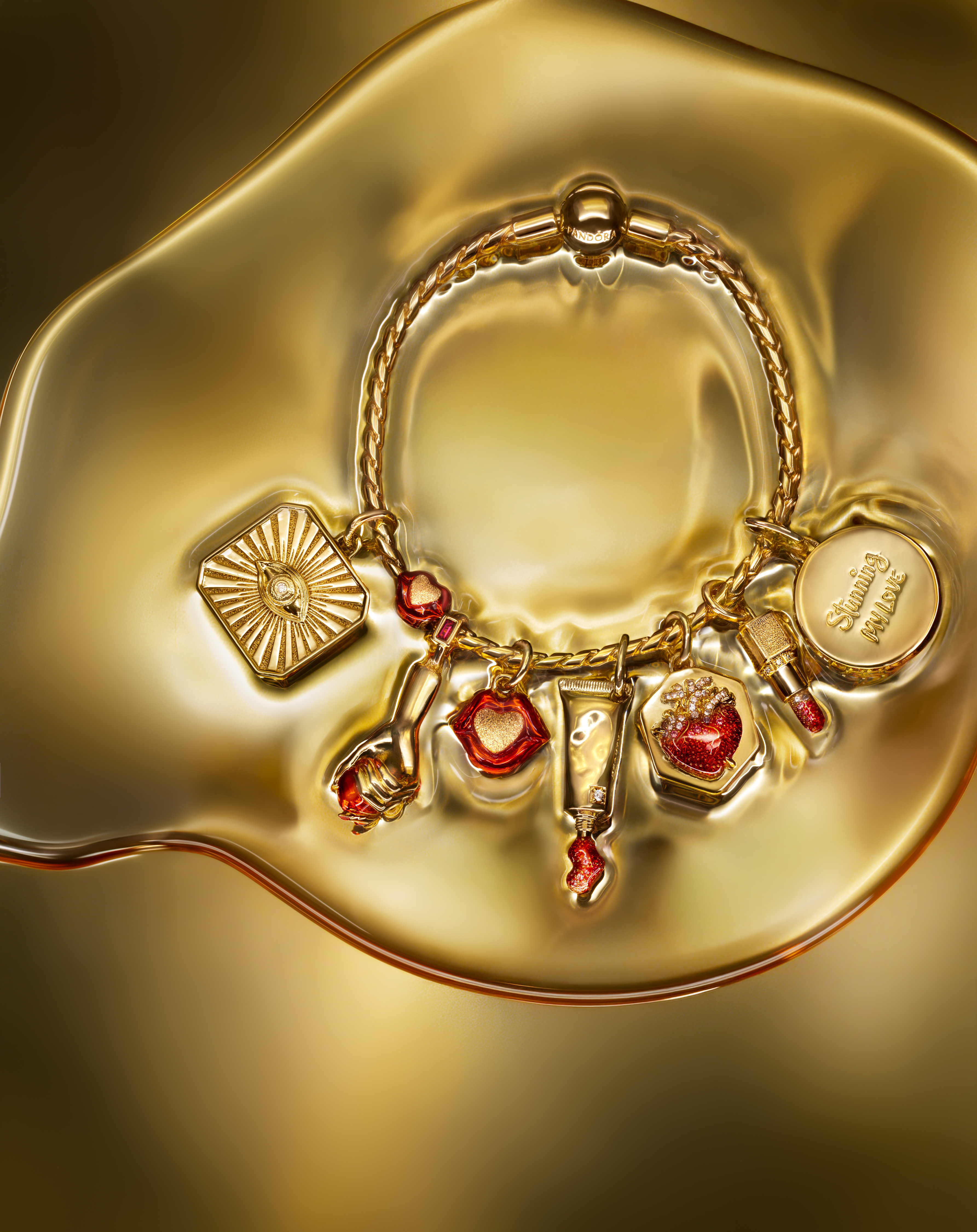 gold jewellery on red and gold backgrounds