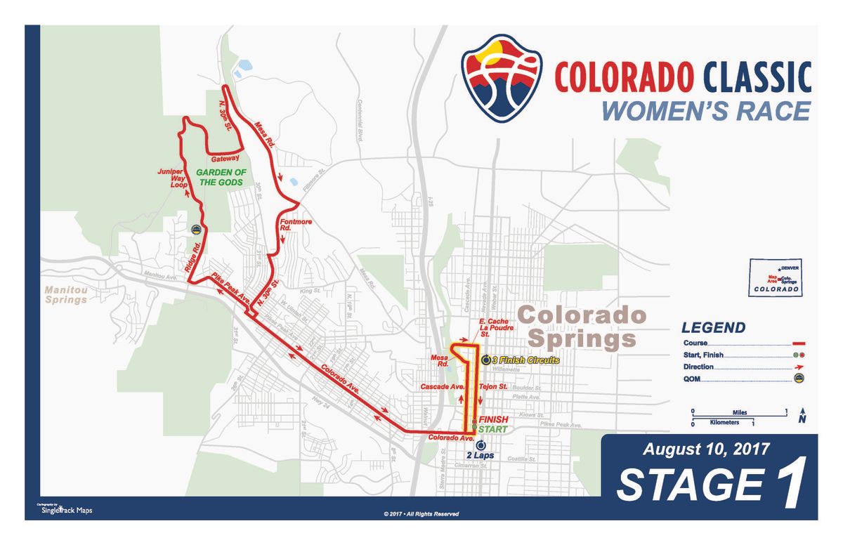 Colorado Classic Women's Race stage 1 map