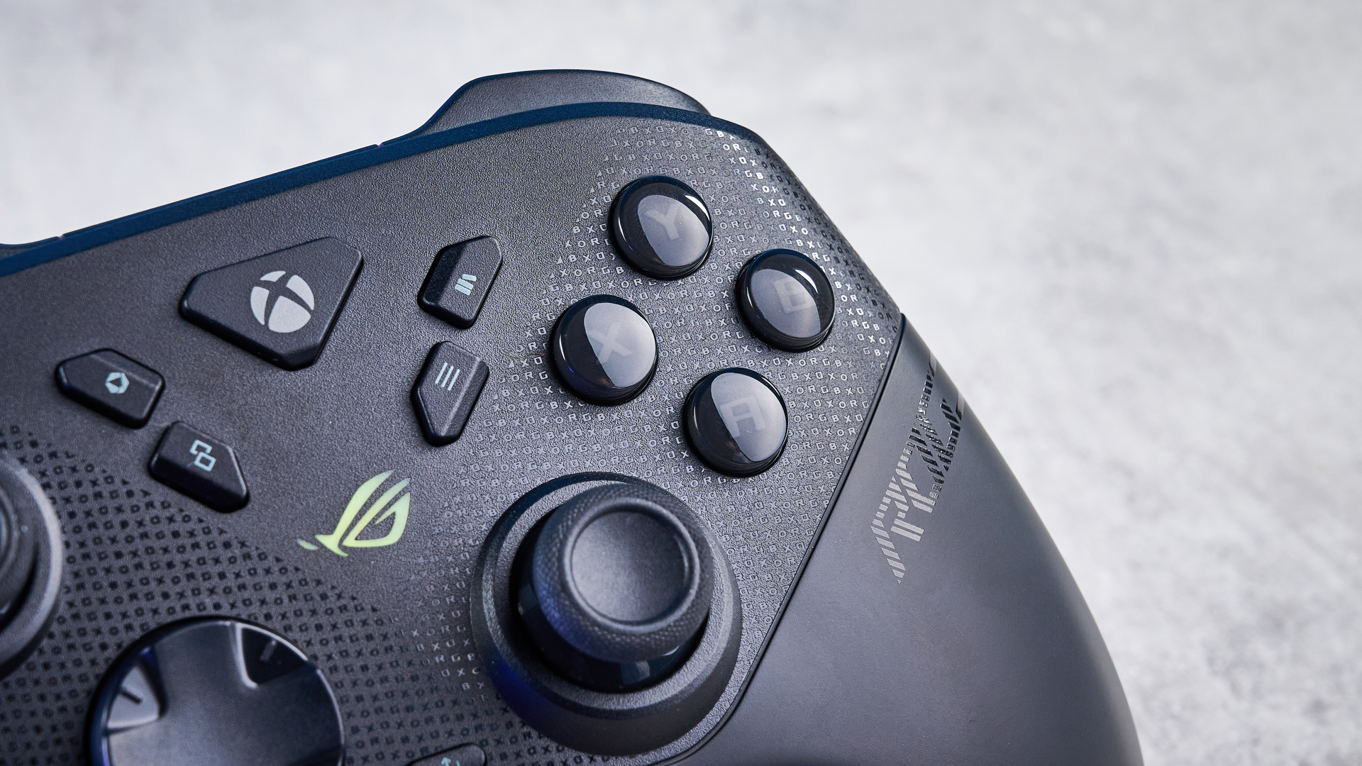A black Asus ROG Raikiri II Xbox and PC controller