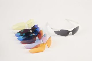 Image shows the lenses of the some of the best cycling sunglasses